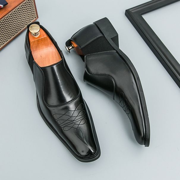 Men's Slip-On Pointed Toe Loafers - British Style Two-Tone Casual Shoes For Work & Formal Occasions_voghion.com