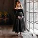 Women's velvet velvet maternity V-neck long skirt photography dress_voghion.com