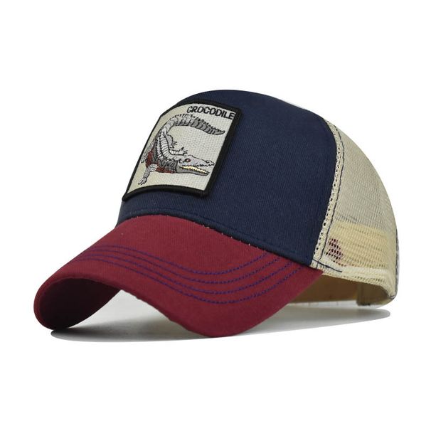 Cappello in rete di puro cotone con animali ricamati, berretto da baseball da donna, berretto sportivo da uomo, berretto con lingua d'anatra_voghion.com