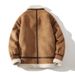 Veste oversize en fausse peau lainée pour homme, manteau d'hiver épais avec doublure polaire et revers crantés, marron (tailles M à 5XL)_voghion.com
