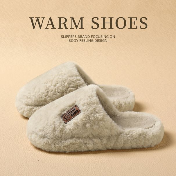 Hairy Cotton Slippers For Women, Autumn And Winter New Styles For Home Furnishings, Thick Soled Warm And Luxurious Slippers For Men_voghion.com