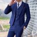 Men's Slim Fit Wedding Suit – Single/Double-Breasted Blue Groom Suit With Vest & Trousers_voghion.com