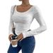2025 New Elegant Long Sleeve Inner T-Shirt Commuting Solid Color Slim Fit Base Shirt For Women_voghion.com