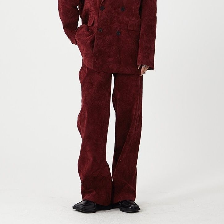 Lässiger, eleganter High-End-Stil, koreanische Version, strukturierte Schulterpolster, übergroßer dunkelroter Blazeranzug für Damen_voghion.com