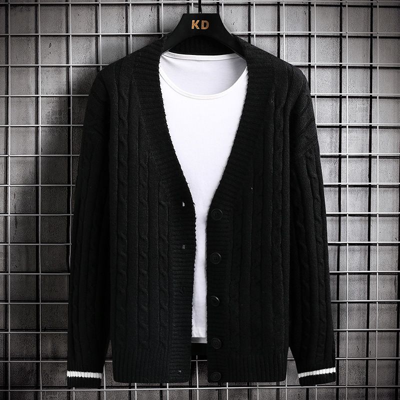 Maglione spesso da uomo, cardigan monopetto, maglione lavorato a maglia, maglione lavorato a maglia a trecce, camicia da uomo, autunno e inverno 2025_voghion.com
