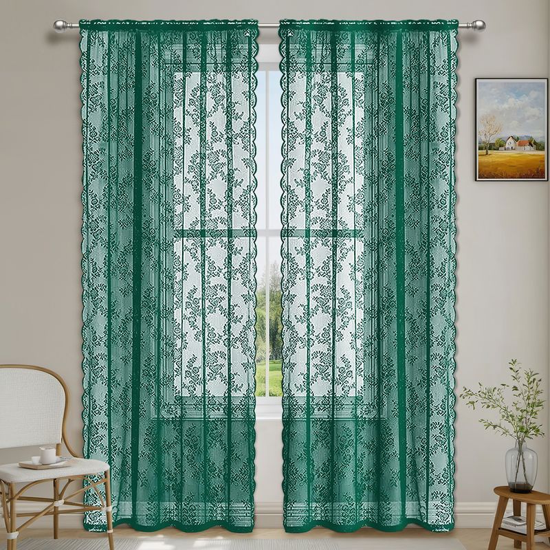 Warp Knitted Lace Curtain With German Rod - Elegant Window Screen For Outdoor & Rural Settings​_voghion.com