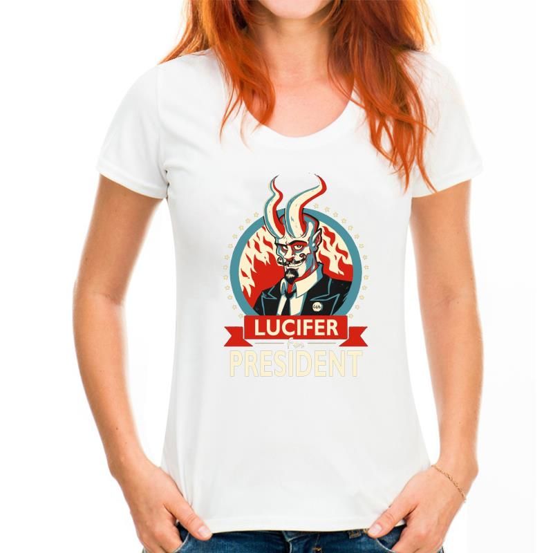 Lucifer For President Satan Devil Printed Men T-shirt Summer Stylish Clothing Black Top T Shirts Cotton Tee Shirt_voghion.com