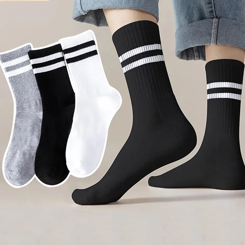Men's Socks Mid Tube Men's Socks Sports Striped Parallel Bars Sweat Absorbent Breathable Long Tube Basketball Socks Batch_voghion.com