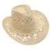New Handwoven Straw With Hollow Design For Spring And Summer, Breathable Unisex Couple Hat, Sun Protection Western_voghion.com