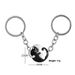 Chaveiro com pingente de gato preto e branco para casais, chaveiro anti-perda de aço inoxidável, bolsa com pingente, acessórios_voghion.com