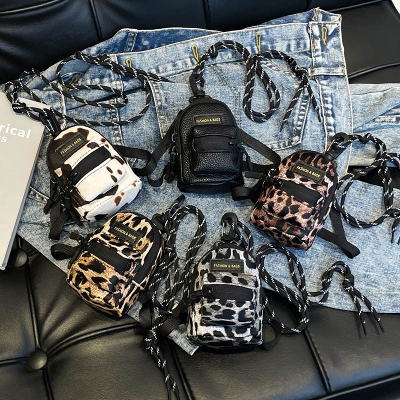 Korean Style Mini Crossbody Trendy Leopard Print Girl's Shoulder Cool Outdoor Travel Earphone Lipstick Bag_voghion.com