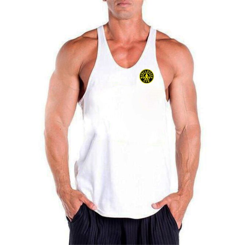 Tanktop für Herren, europäische Größe, meistverkauftes elastisches Sport-Tanktop aus reiner Baumwolle für Herren, Fitness-Unterteil, Sport-Racerback_voghion.com