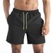 Men's Water-Repellent Swim Trunks - Double Layer & Breathable For Beach Pool & Summer Activities (Quick-Dry Black/Blue)_voghion.com