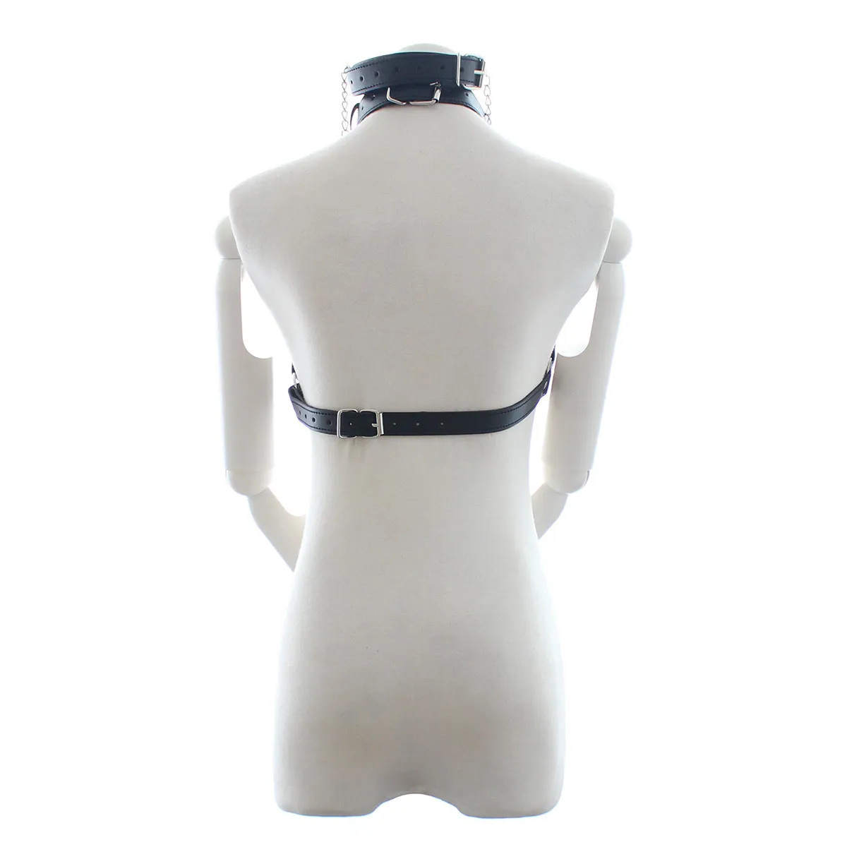 Sex Products Flirting Leather Sexy Sex Toys Pu Black Underwear Iron Chain Nipple Clamp Suspenders_voghion.com
