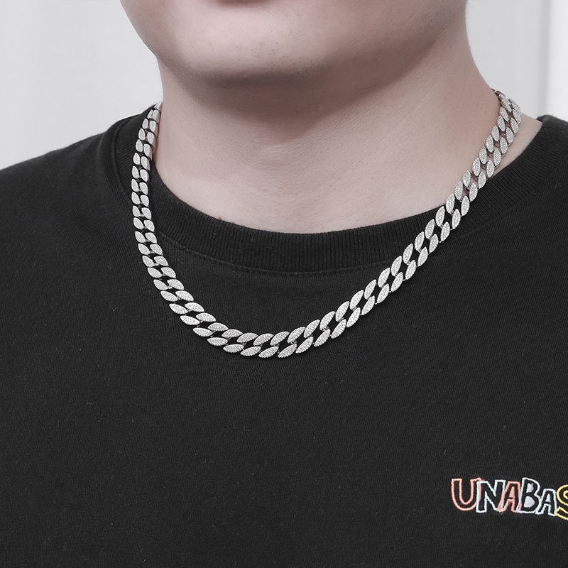Collana cubana in argento sterling per uomo, hip-hop, con diamanti intarsiati, personalità trendy, versatile, gioielli di tendenza._voghion.com