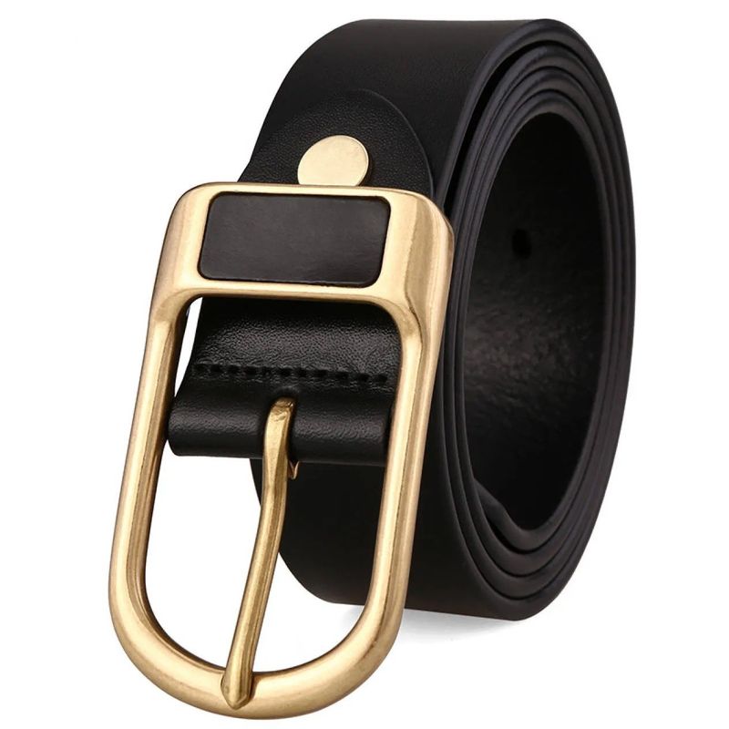 Ceinture vintage en cuir pour homme, ceinture à boucle ardillon décontractée à la mode, design classique noir/marron, adaptée au travail, aux affaires et aux loisirs_voghion.com