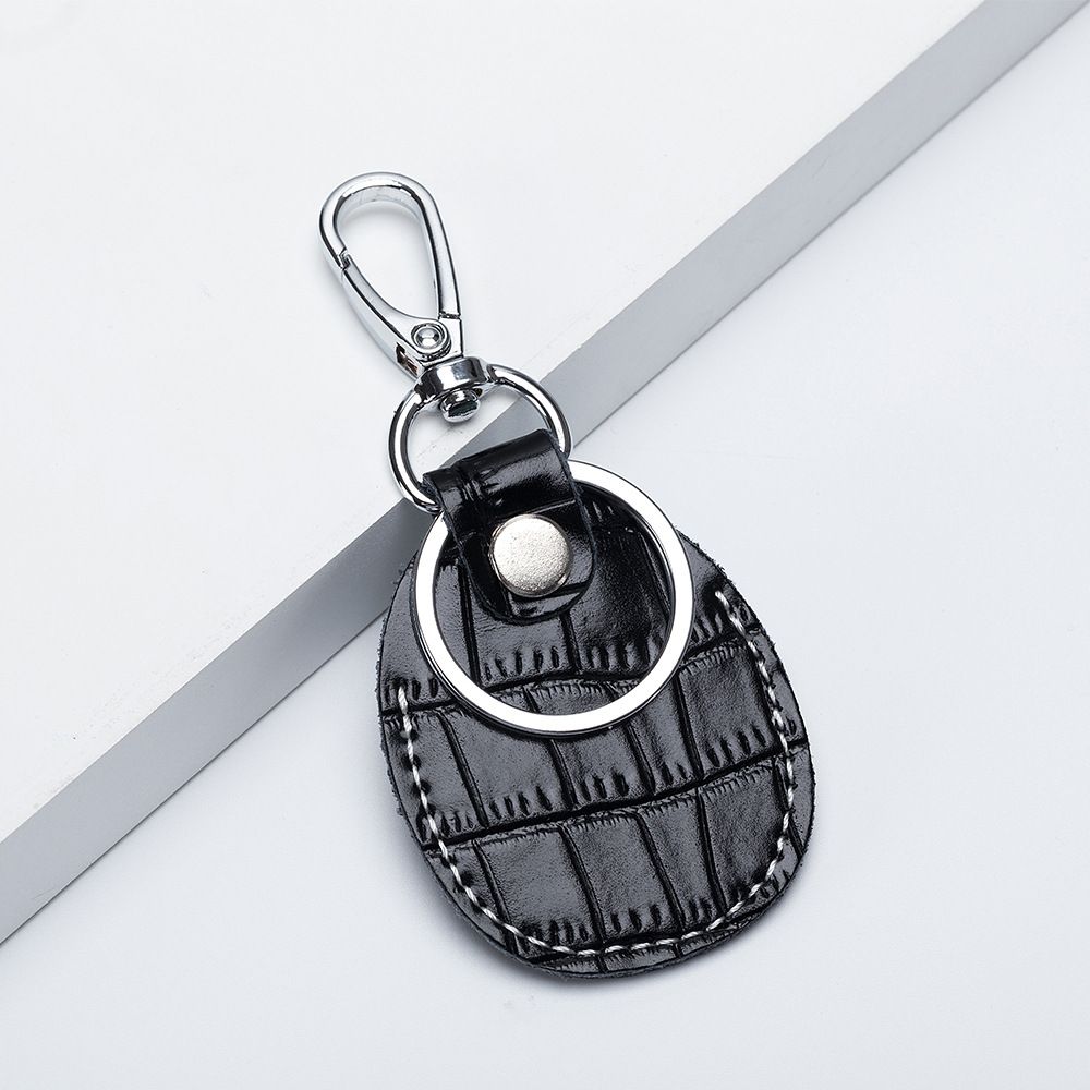 Vera pelle semplice creativo mini porta carte di accesso portachiavi di accesso integrato piccolo rettangolare a forma di lacrima custodia protettiva_voghion.com