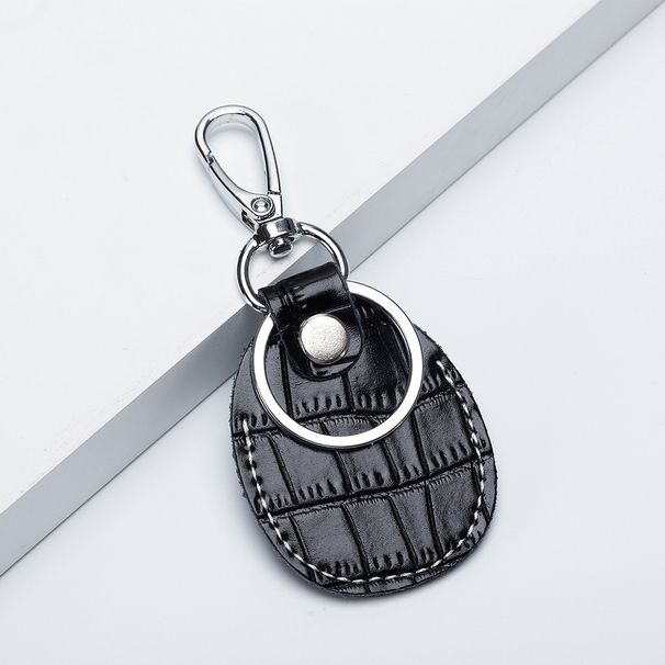 Vera pelle semplice creativo mini porta carte di accesso portachiavi di accesso integrato piccolo rettangolare a forma di lacrima custodia protettiva_voghion.com