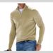 2025 New Autumn Long Sleeve V-neck Wool Fleece Zipper Men's Casual Polo Shirt_voghion.com