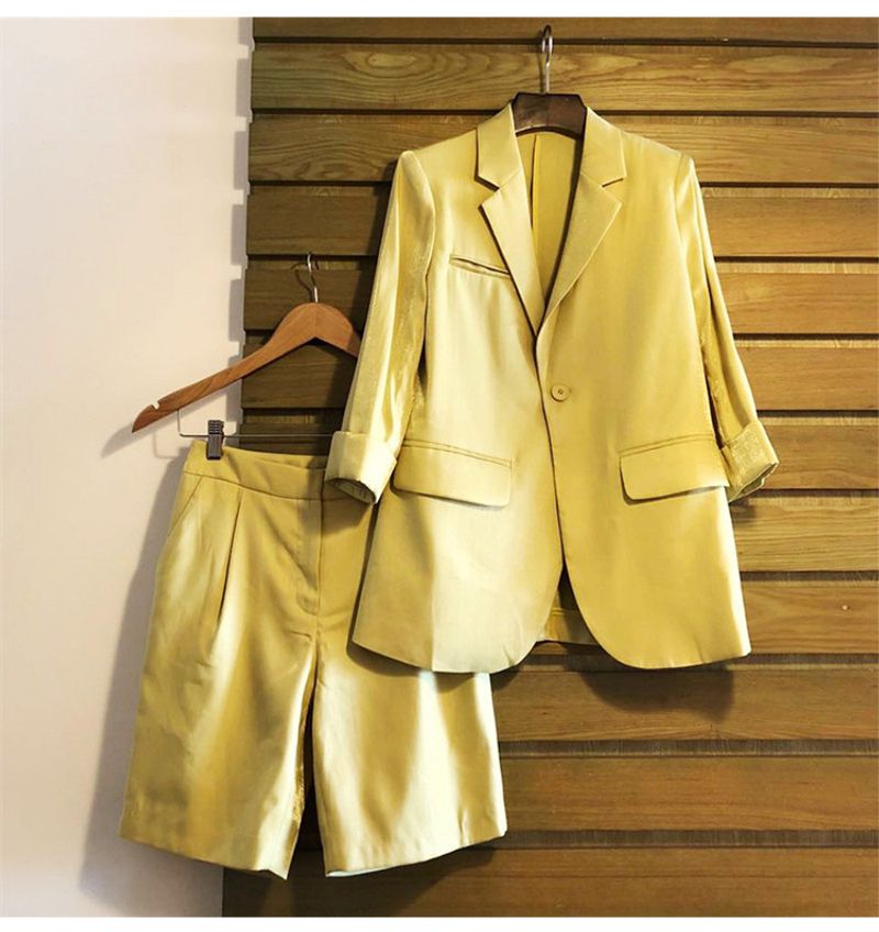 Ropa de mujer, stock disponible, traje de longitud media, pantalones rectos, traje de dos piezas para mujer, primavera y verano, nuevo estilo._voghion.com