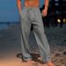 Herrenbekleidung Herren Leinenhose Sommer Strandhose Fronttasche Einfarbig Bequem Atmungsaktiv Lässig Alltag Urlaub_voghion.com