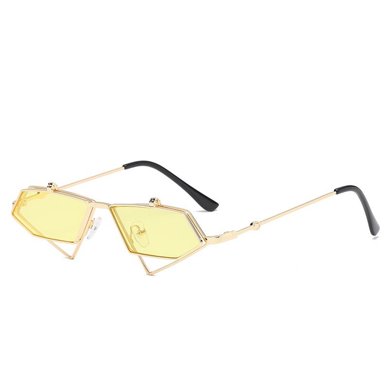 Flip Up Customized New Fashion Glasses Polygon Double-layer Overturning Women Men Sunglasses_voghion.com