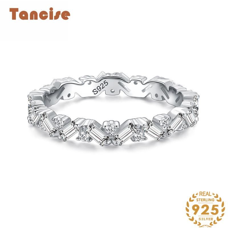  Tancise Classic Zircon Silver Ring Ladies Jewelry Wedding Promise Party Gift_voghion.com