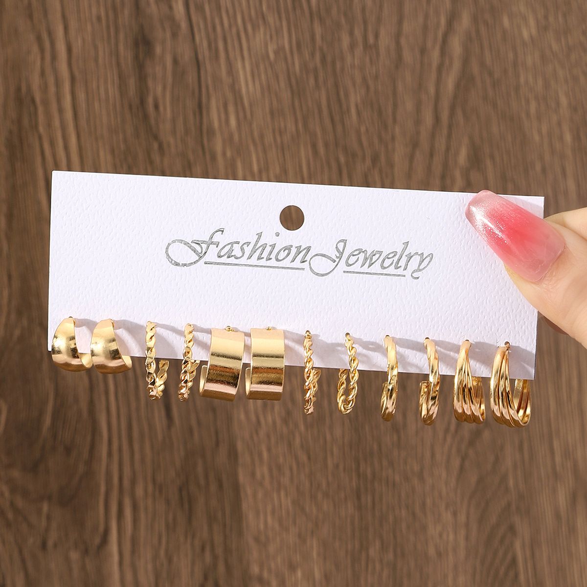 Orecchini in metallo intrecciato, set di orecchini combinati, orecchini semplici e retrò, orecchini geometrici, 6 paia_voghion.com