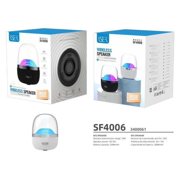 ISER SF4006 BTS 5.0 Wireless Speaker With Ambient Light, White - Large Speakers_voghion.com