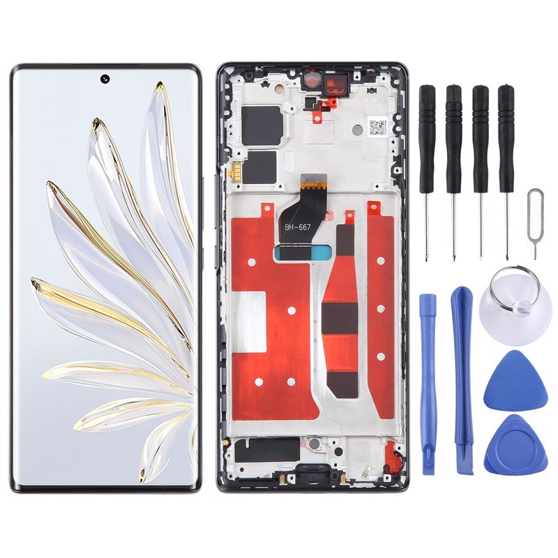 Original LCD Screen For Honor 70 Digitizer Full Assembly With Frame(Black)_voghion.com