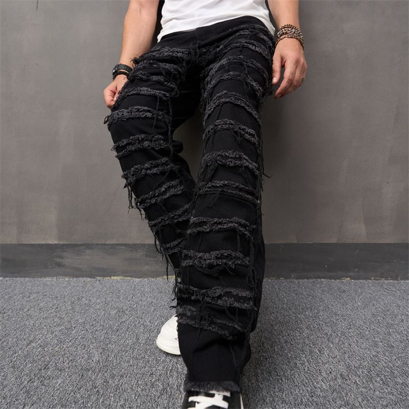 Amerikanske retro vide jeans til menn Amerikanske trendy løse bukser high street vide bukser_voghion.com