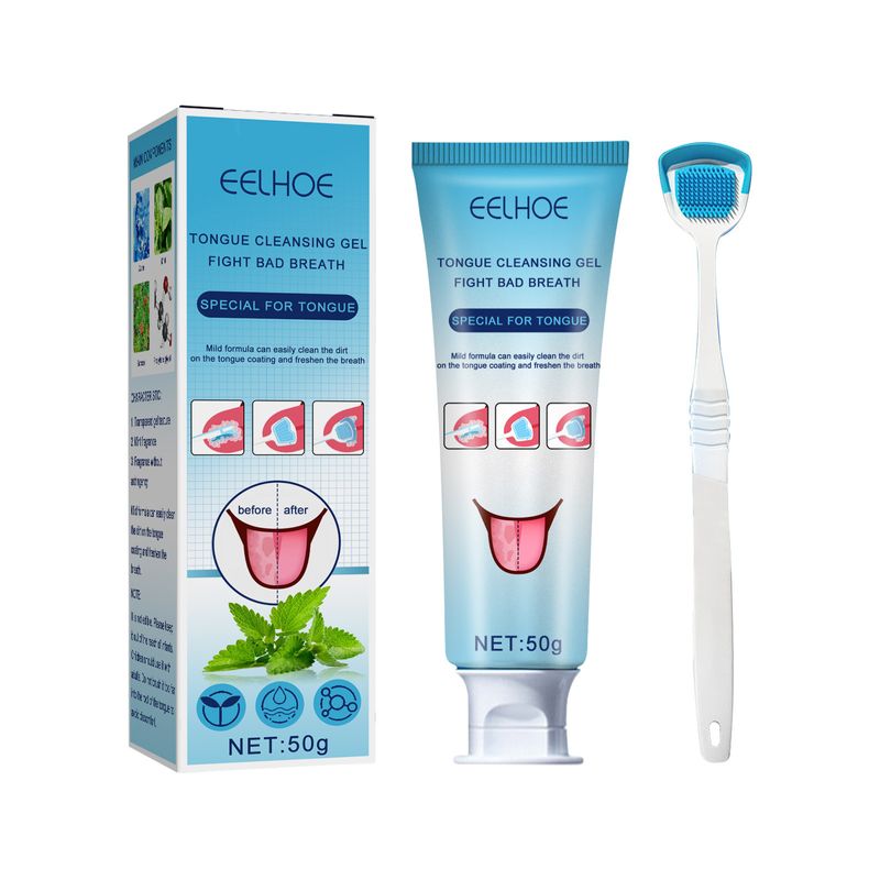 Gel limpiador universal para el recubrimiento lingual EELHOE para hombres y mujeres con cepillo para el cuidado del recubrimiento lingual para eliminar olores y un aliento fresco_voghion.com