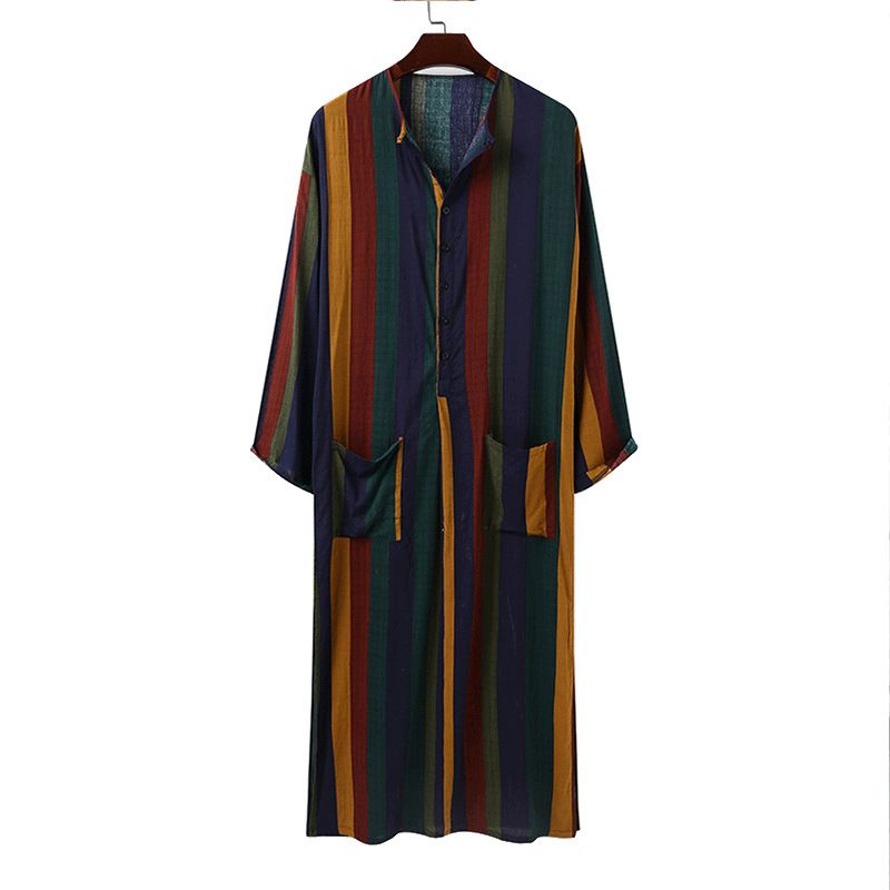 Men's moslem new wish print long style men's long sleeve shirt Muslim robe_voghion.com