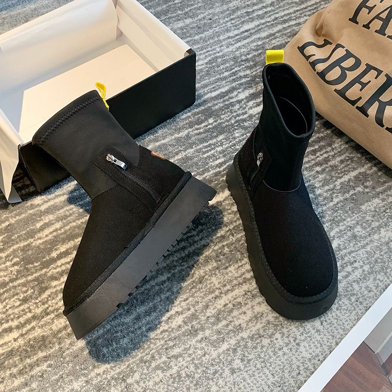 Nei Melard Sponge Cake Décke Buedem Echt Lieder Schnéi Kotteng Schong Damen Héicht eropsetzend waarm Elastesch Bleistift_voghion.com