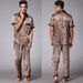 Ice silk silk men's pajamas spring and summer two-piece suit medium-sleeved trousers loungewear_voghion.com