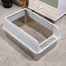 Stainless Steel Semi-Enclosed Toilet Detachable Pan Pet Supplies Open Cat Litter Box_voghion.com