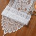 French Country Lace Table Runner - White Boho Tassel Trim, Vintage Style For Dining & Coffee Table Decor, Farmhouse Chic_voghion.com