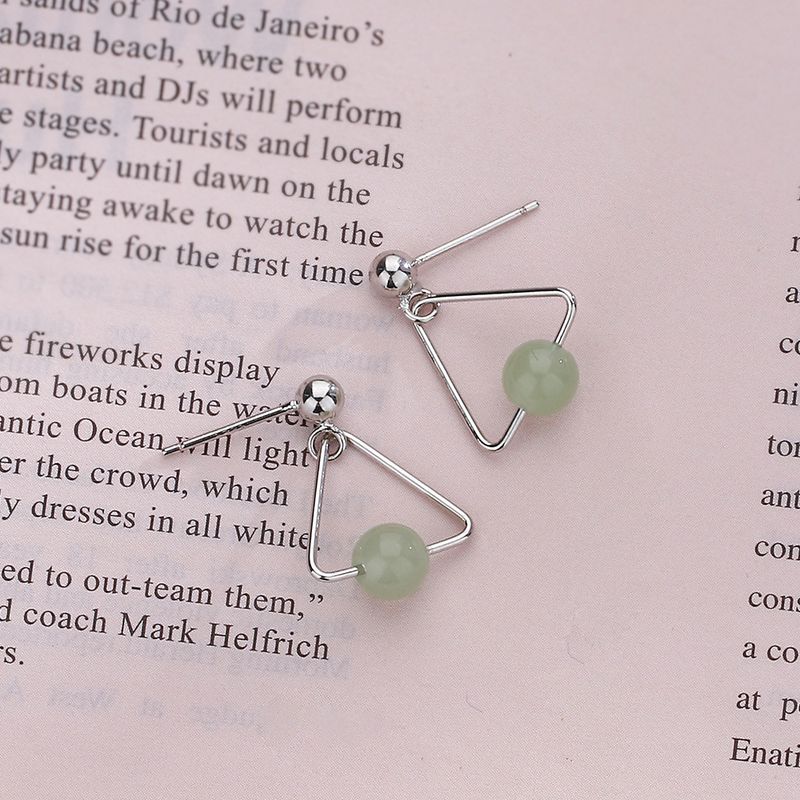 Sier Gold VENUS Color Hotan Jade Earrings For Women Girl Geometry Fashion Temperament Jewelry Birthday Gif_voghion.com