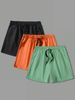 3 pánské letní ležérní kraťasy v různých barvách, vhodné pro každodenní nošení i doma, mikroelastická tkanina se stahovací šňůrkou_voghion.com