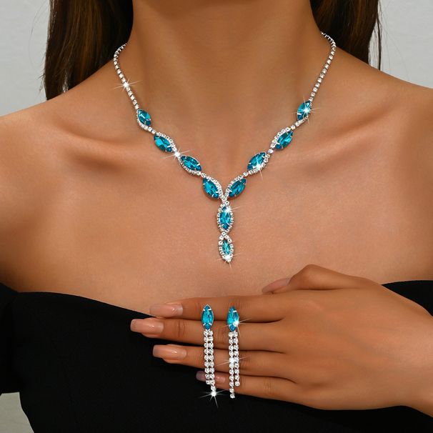 Gioielli personalizzati con collana a forma di occhio di cavallo, orecchini a goccia, nappe e set da sposa_voghion.com