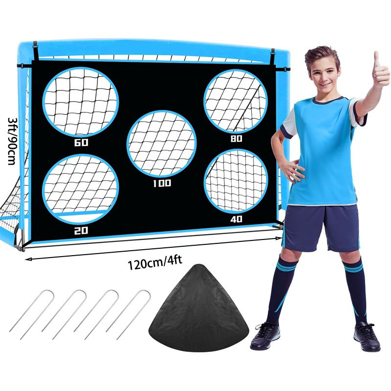 5x4ft 2-In-1 Portable Soccer Goal - Detachable Training Net With 420D Oxford Fabric_voghion.com
