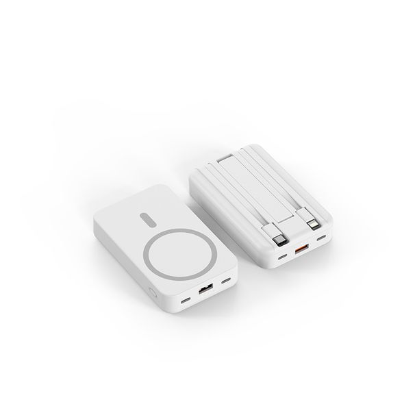 10000mAh magnetische draadloze powerbank met standaard en ingebouwde kabel, snel opladen en draagbaar voor iPhone/Android_voghion.com
