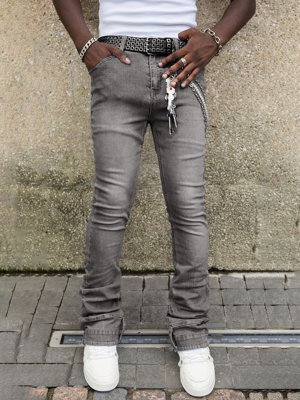 Herren Straight Fit Patch Denim Jeans – Trendy Stacked Pants für europäischen & amerikanischen Streetstyle_voghion.com