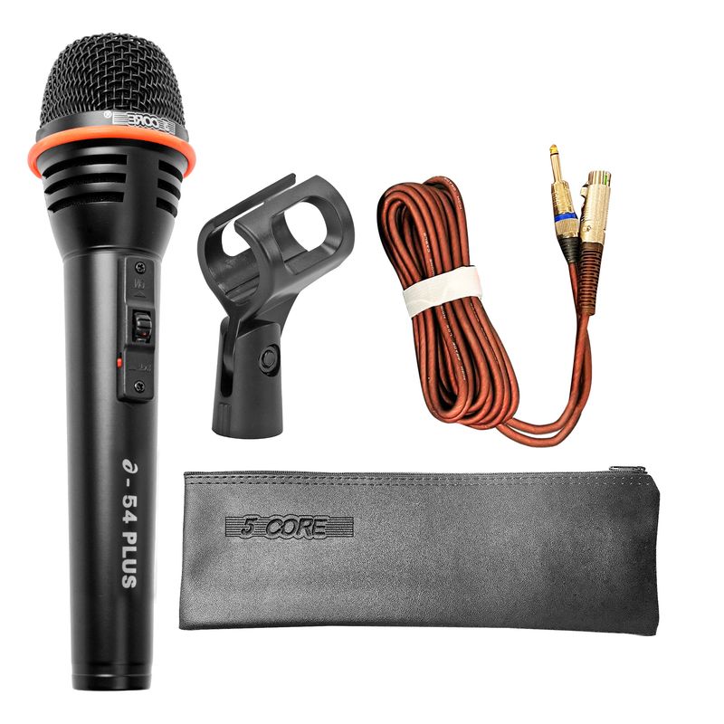 5 Core Handheld Microphone For Singing Pair •  Cardioid Vocal Mic • w ON/Off Switch • Included Detachable XLR Cable + Clip + Bag • for Karaoke Recordi_voghion.com