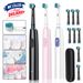 Rotierende elektrische Zahnbürste, wiederaufladbar, mit 4/8 Bürstenköpfen, 5 Modi, Timer, USB_voghion.com