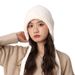 A dual-purpose balaclava with Hepburn style straps, stacked hats, women's winter warm Christmas red woolen hat_voghion.com