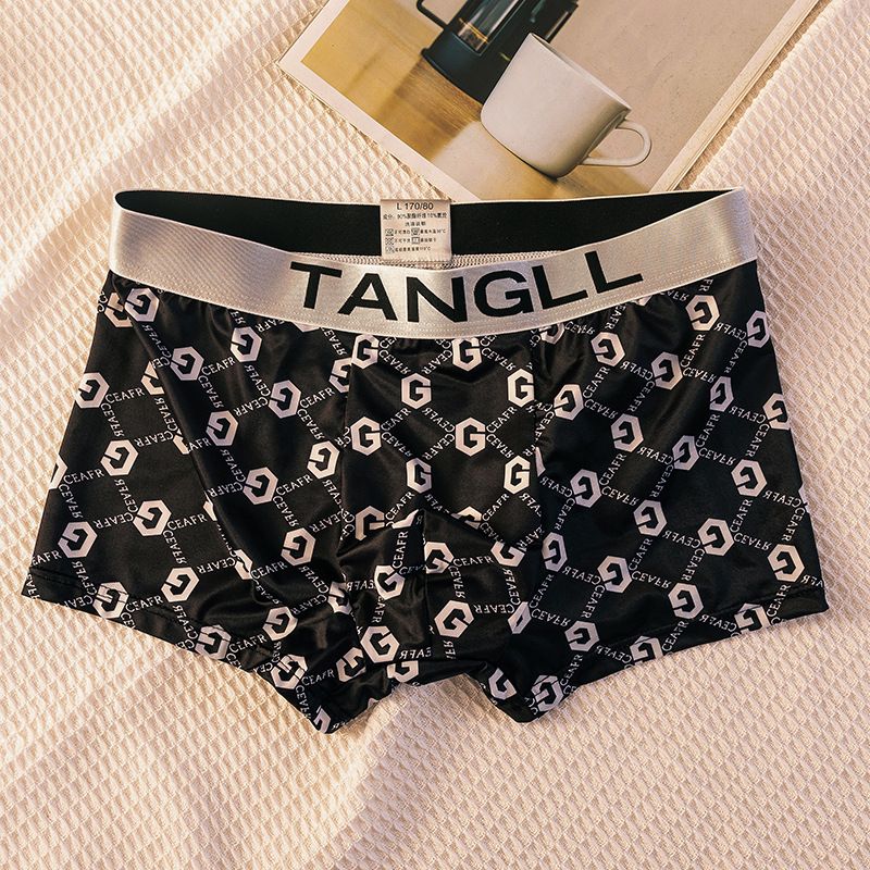 Ice Silk Underwear Men's Underwear Men's Boxer Briefs Youth Summer Breathable Sexy Letter Underwear Boys Boxer Briefs_voghion.com