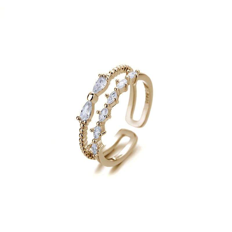 Bow VENUS Fashion Double Layer Zircon Inlaid Ring Ladies Simple Personality Versatile Jewelry Gift For Gir_voghion.com