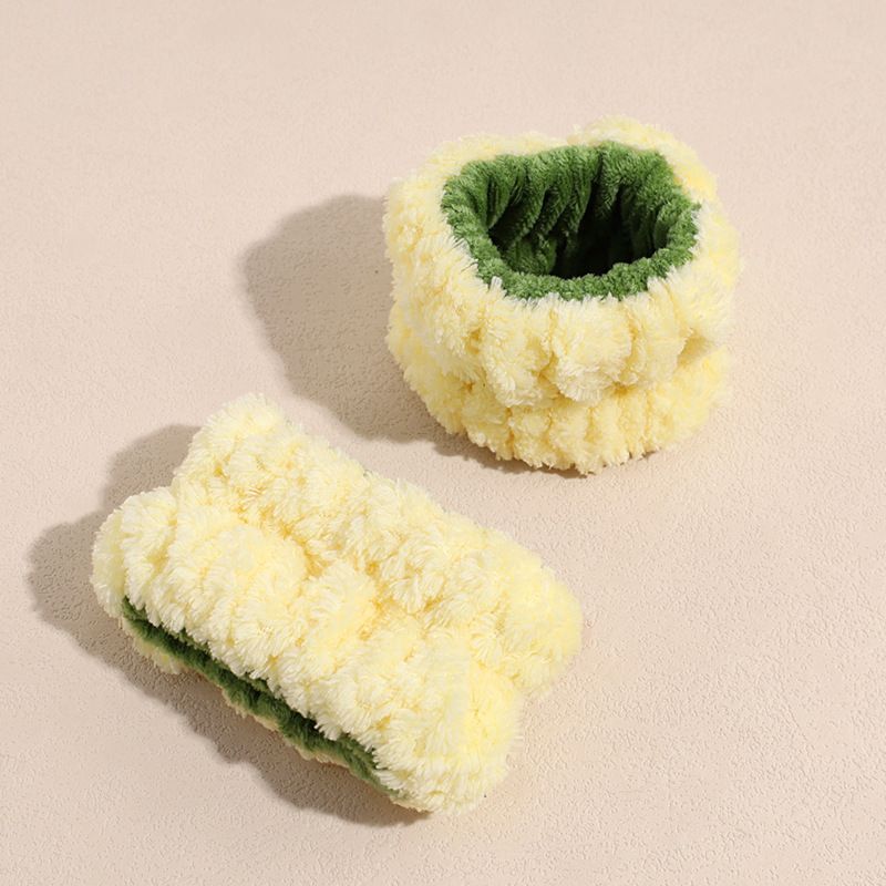 Versione coreana, fascia per capelli impermeabile con ananas giallo dolce e carina, elastico creativo per capelli e trucco._voghion.com