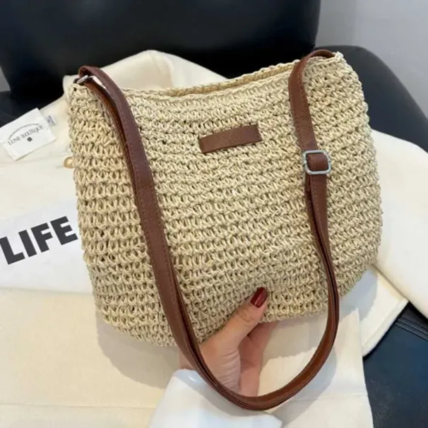 Woven Summer Fashion Straw Beach Holiday Crossbody Bag Shopping Large Capacity Shoulder Handbag Messenger Ladies_voghion.com